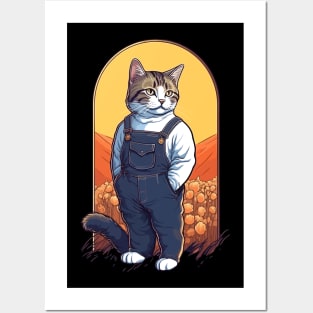 Funny Cat Farmer Meme Cowgirl Cowboy Country Posters and Art
